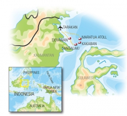 Карта региона вокруг архипелага Берау (Berau). | Дайвинг сафари в Индонезии.