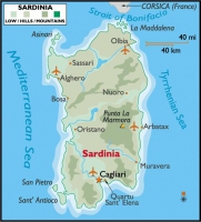 Остров Сардиния. Карта.