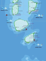 Карта Мальдивских островов: атоллы Dhaalu, Meemu, Thaa, Laamu