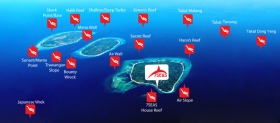 Карта дайв-сайтов вокруг архипелага Гили (Индонезия)