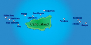 Карта дайв-сайтов вокруг острова Каньо (Cano Island)