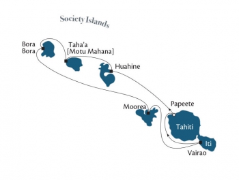 Карта маршрута дайвинг-сафари во Французской Полинезии: Острова Общества и Таити-Ити