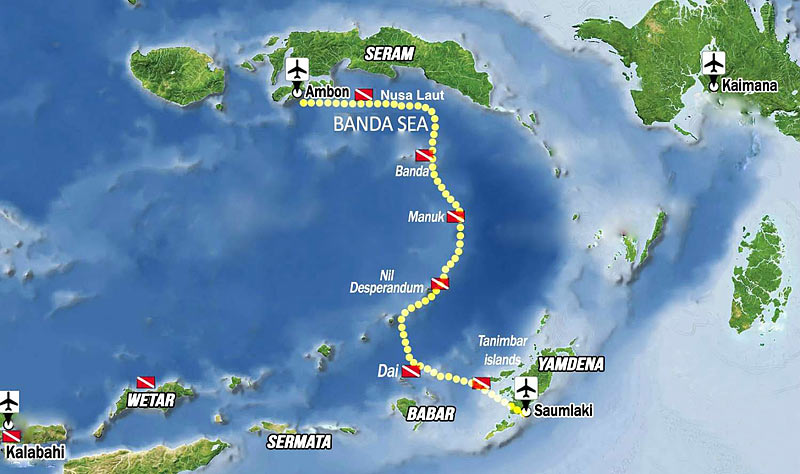 Карта маршрута дайвинг-сафари «Banda Sea / Forgotten Islands»