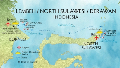Карта маршрута «Derawan / North Sulawesi / Lembeh»
