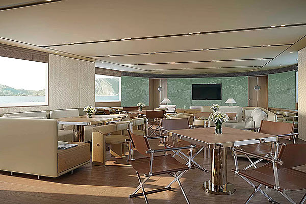 Обеденный зал на яхте Dive Race X