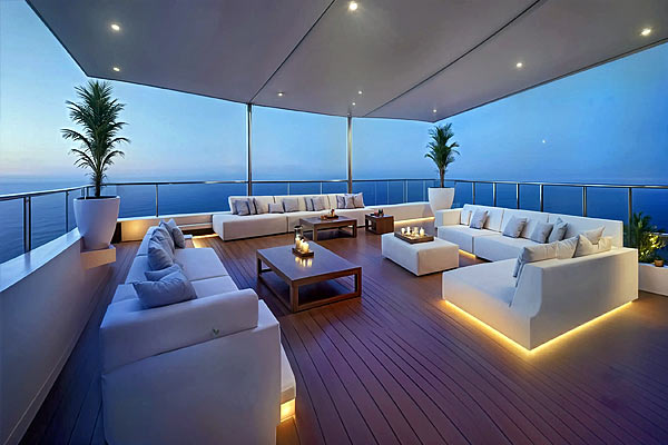 Яхта Invictus. Открытая палуба