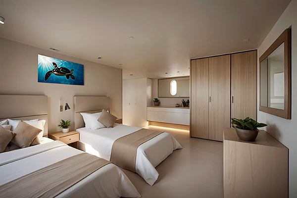 Яхта Invictus. Каюта Standard на нижней палубе